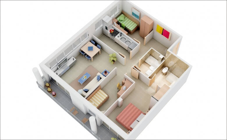 Căn hộ 3 phòng ngủ 60 m2 – 110 m2