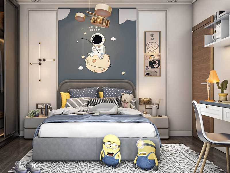 Thiết kế nội thất phòng trẻ em vũ trụ tối giản dành cho “fan cứng” của Minion