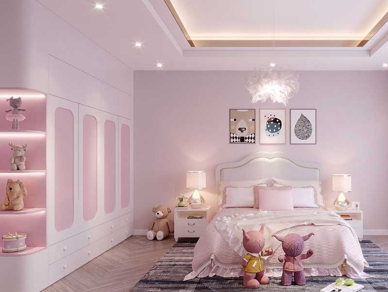 Phòng ngủ màu sắc công chúa với phong cách tối giản và hiện đại