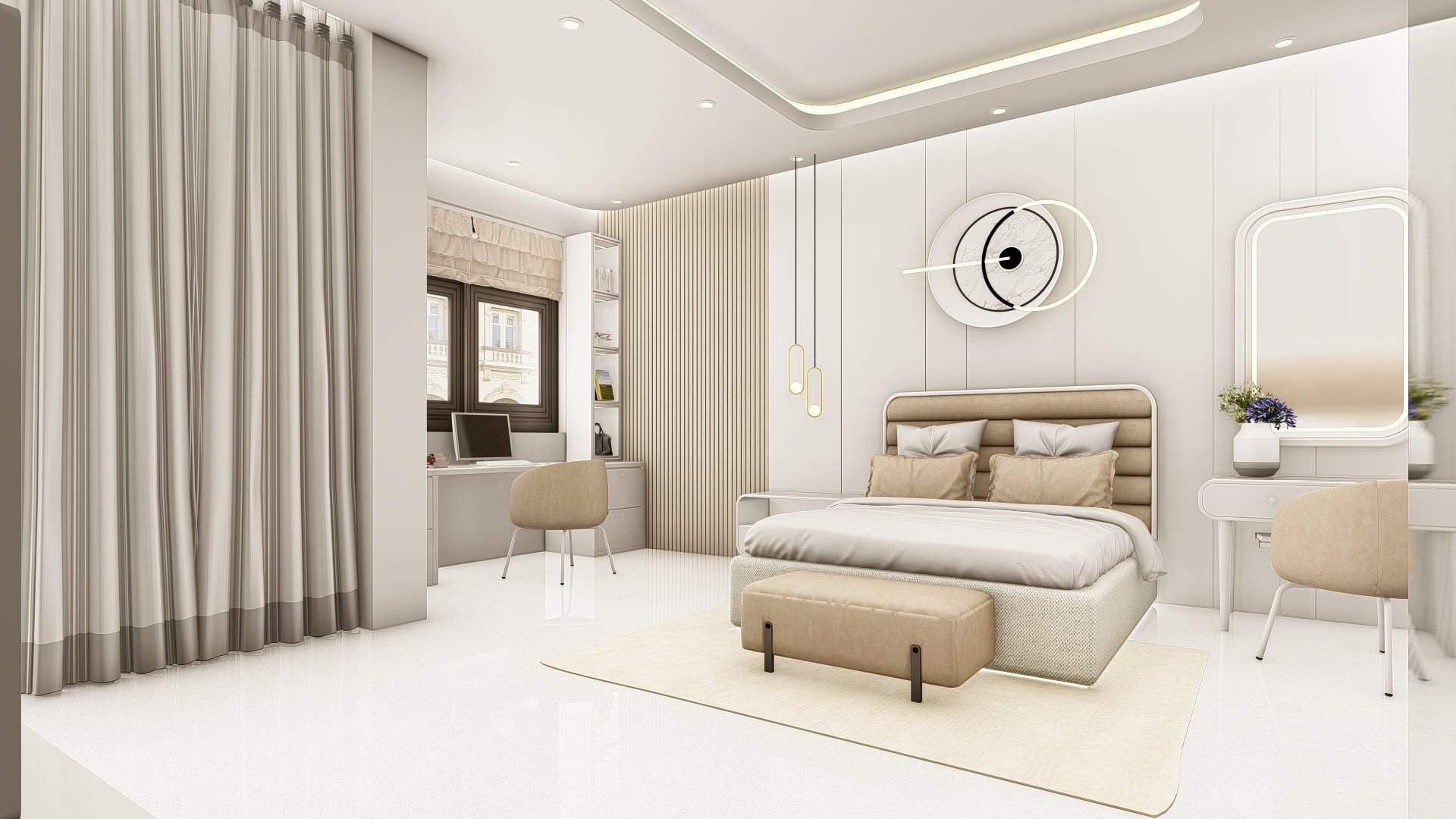 Thiết kế phòng ngủ hiện đại và lãng mạn