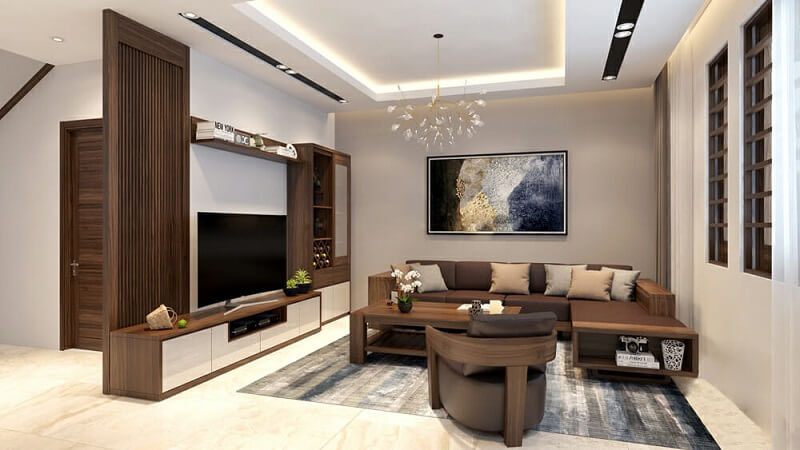 Thiết kế nội thất chung cư với các món đồ nội thất bằng gỗ thu hút, sang trọng
