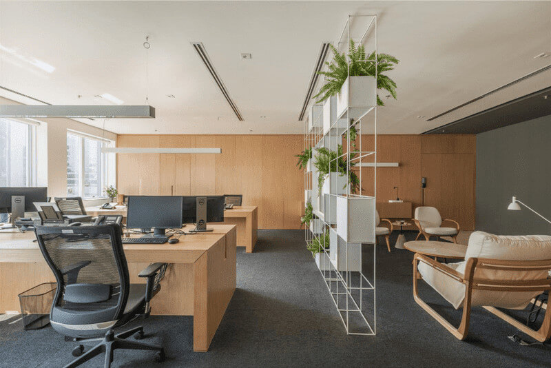 Thiết kế văn phòng 25m2 kết hợp các chi tiết xanh tạo cảm giác tươi mới 