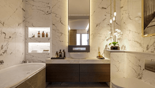 Thiết kế nội thất phòng tắm trong căn hộ ECo Smart City.