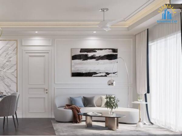 Thiết kế nội thất phòng khách Mizuki Park theo phong cách tối giản